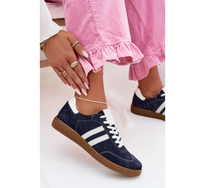 model 22026489 Semišové Nízké Dámské Tenisky Tmavě Modré - Zazoo