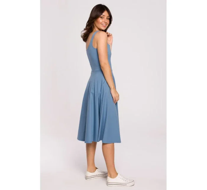 B218 Přiléhavé šaty bez rukávů - modré