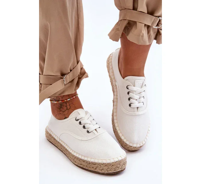 Šněrovací Espadryly Big Star Bílé Šněrovací Espadryly Big Star Bílé