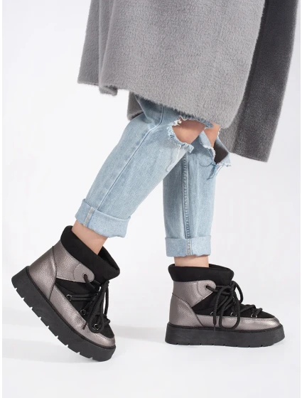 Pěkné dámské černé sněhule platforma Pěkné dámské černé sněhule platforma