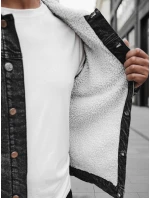 Pánská zateplená džínová bunda s ovčí kůží šedá Dstreet TX4728z