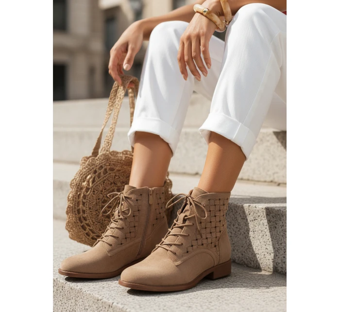 Dámské velbloudí ažurové boty FashionStreet ZY1348