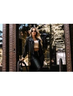 Krátké s třásněmi z měkké ekokůže černé model 21371207 - numoco basic