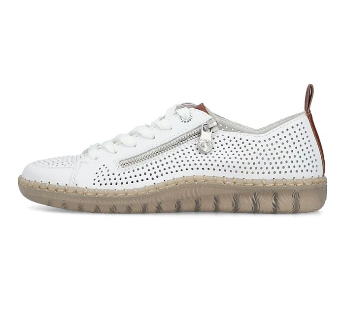 Dámská kožená prolamovaná bílá polobotka Rieker N2405-80