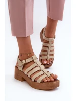 Dámské kožené sandály Zazoo 40410 béžové