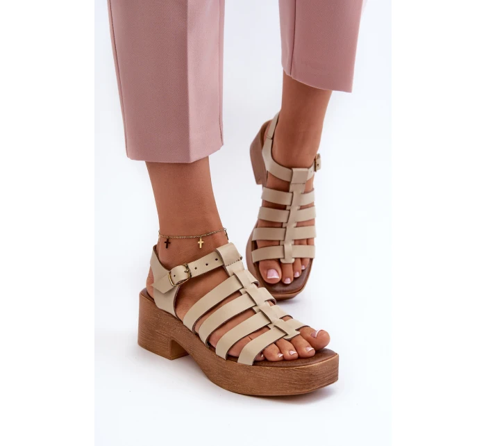 Dámské kožené sandály Zazoo 40410 béžové
