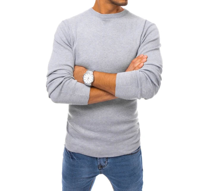 Pánský světle šedý svetr FashionStreet WX1715 Pánský světle šedý svetr FashionStreet WX1715