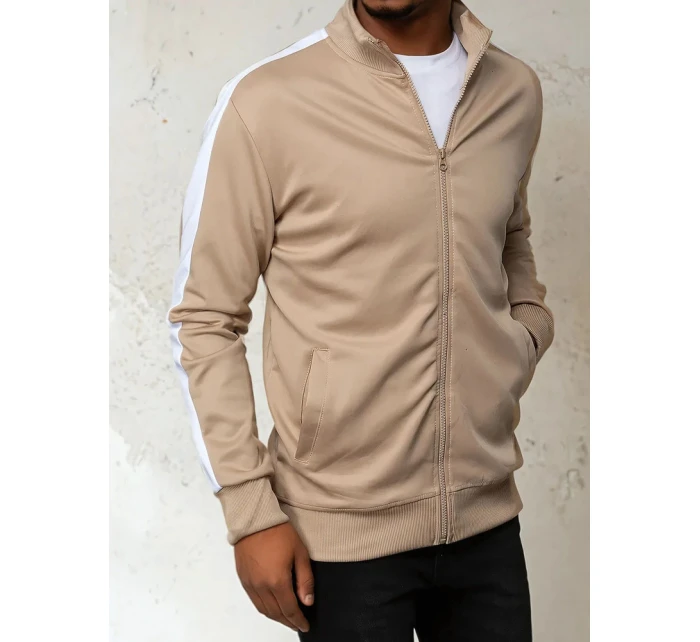 Pánská rozepínací mikina béžová Dstreet BX5564 Pánská rozepínací mikina béžová Dstreet BX5564