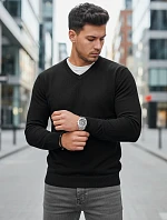 Pánský černý svetr s výstřihem FashionStreet WX2314