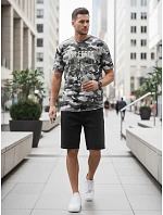 Tshirt męski klasyczny moro z nadrukiem szary model 22225067 - FashionStreet