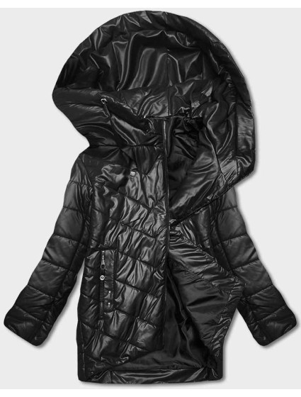Černá dámská bunda s asymetrickým zipem (B8087-101)