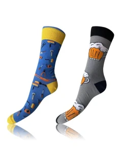 Veselé ponožky 2 páry CRAZY SOCKS 2x - BELLINDA - šedá
