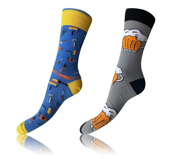 Veselé ponožky 2 páry CRAZY SOCKS 2x - BELLINDA - šedá