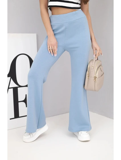 Dámské kalhoty máslíčko s rozšiřující nohavicí jeansové modrá