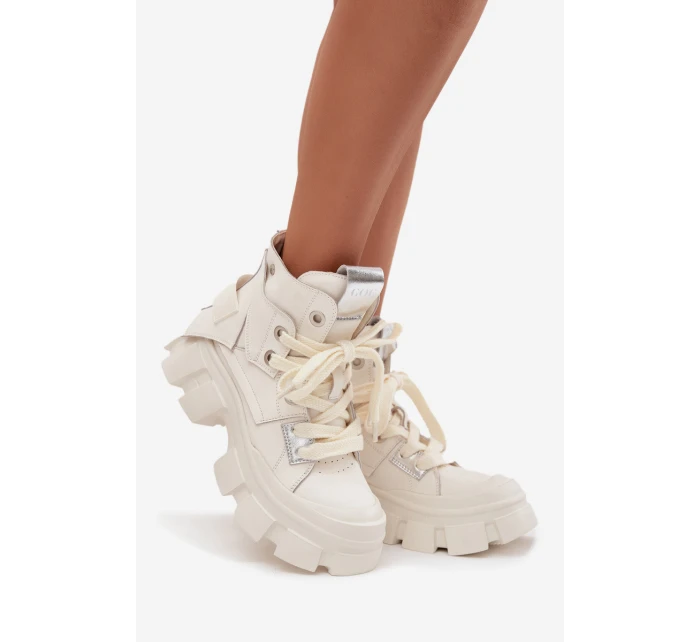 Kožené zateplené sportovní boty GOE SS2N4055 bílé