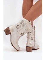 semišové kožené dámské boty s na podpatku zlaté model 21713178 - Zazoo semišové kožené dámské boty s na podpatku zlaté model 21713178 - Zazoo