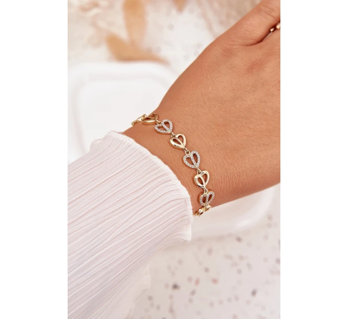 Náramek ze chirurgické oceli se zirkony zlatý Náramek ze chirurgické oceli se zirkony zlatý