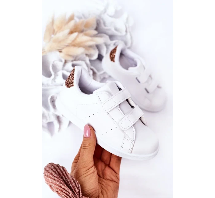 Dětské Tenisky Se Suchým Zipem Bíle-Růžové Zlato Cute Girl Dětské Tenisky Se Suchým Zipem Bíle-Růžové Zlato Cute Girl