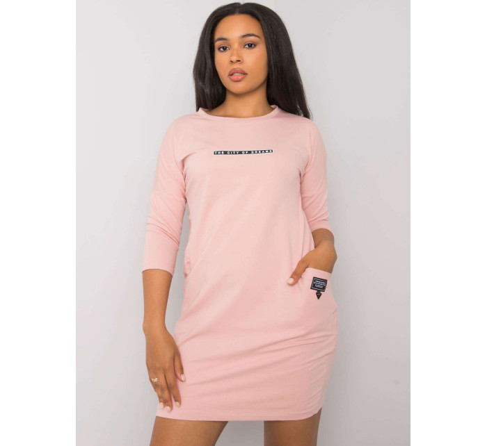 Dusty růžové bavlněné šaty plus velikosti