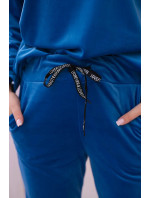 Velurový set mikina + kalhoty chrpově modrá