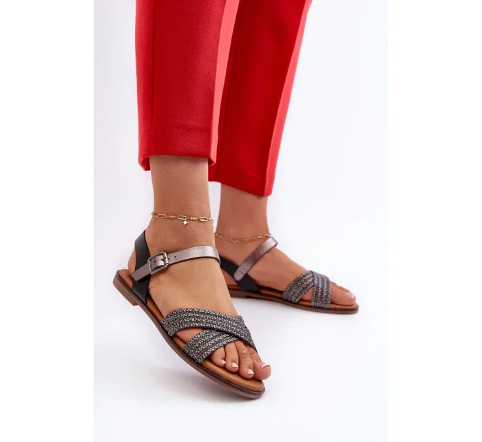 Dámské ploché sandály S.Barski černá Dámské ploché sandály S.Barski černá