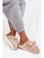 Dámské domácí pantofle s ušima a mašlí Corayne – béžové Dámské domácí pantofle s ušima a mašlí Corayne – béžové