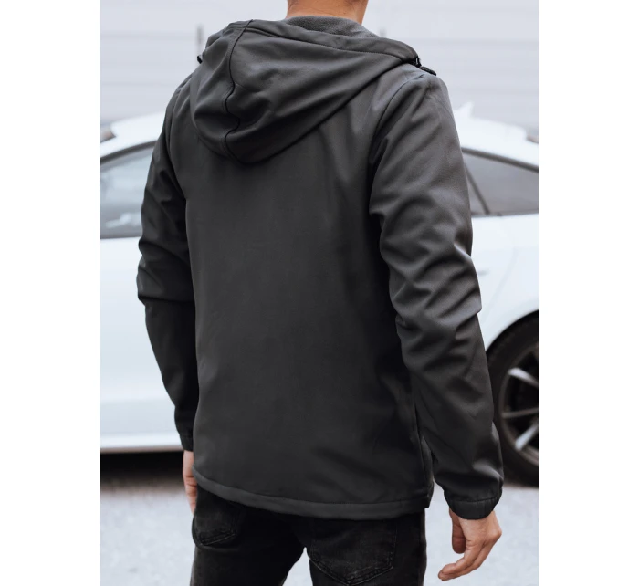 Pánská přechodná softshellová bunda s kapucí tmavě šedá FashionStreet TX4817