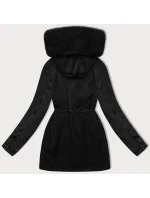 Černá dámská bunda parka s džínovými rukávy Way Mode (WD202301)