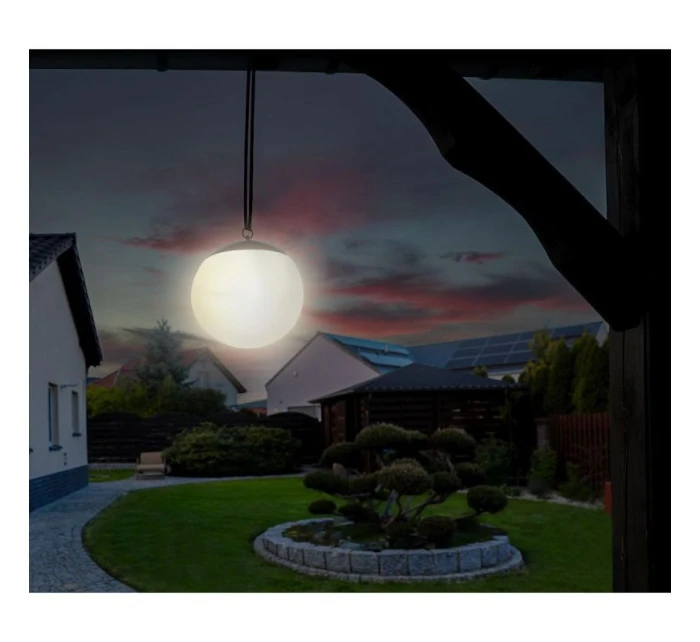 SOLÁRNÍ LAMPA PLASTOVÁ KOULE ZÁVĚSNÁ 20CM