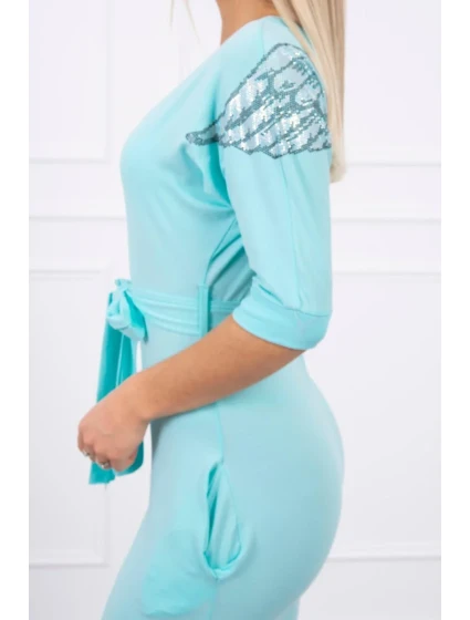 Šaty s křídly na ramenou mátové Šaty s křídly na ramenou mátové