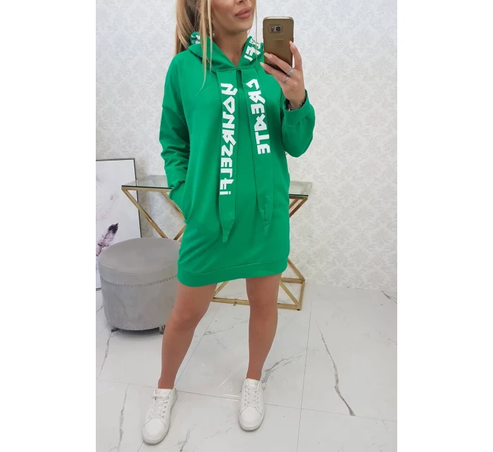 Oversize zelené šaty s kapucí Oversize zelené šaty s kapucí