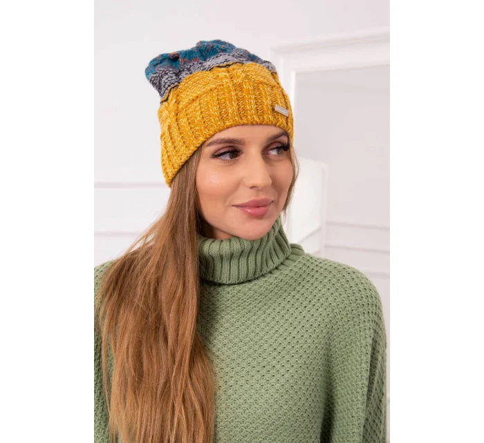 Fleecová čepice Dolores K303 mustard+black+sea Fleecová čepice Dolores K303 mustard+black+sea