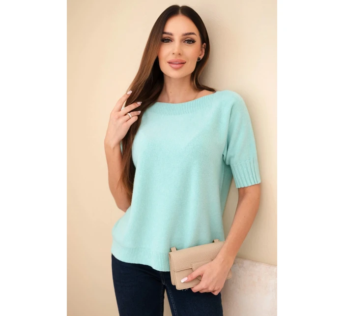 Dámský svetr z viskózy s krátkým rukávem mátový