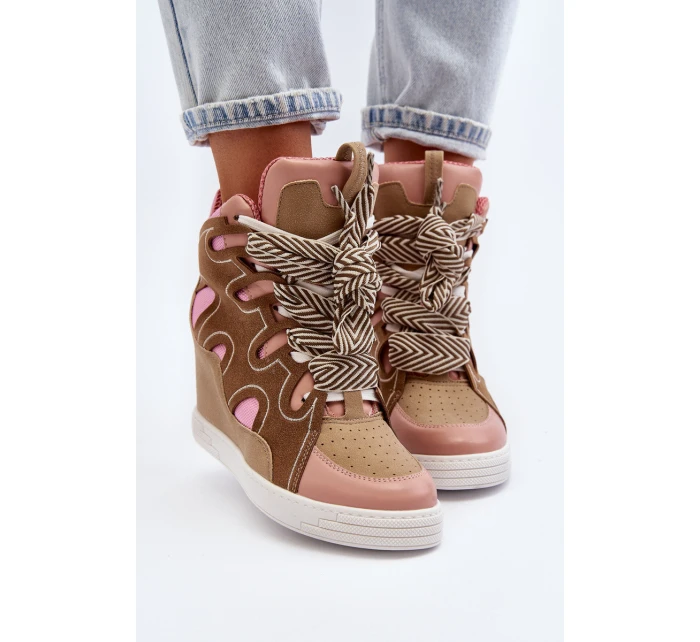 Dámské tenisky na podpatku růžové model 21648554 - Boto