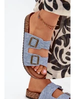 Dámské Pantofle Na Platformě S Přezkami Světle Džínové model 21704347 - EVENTO