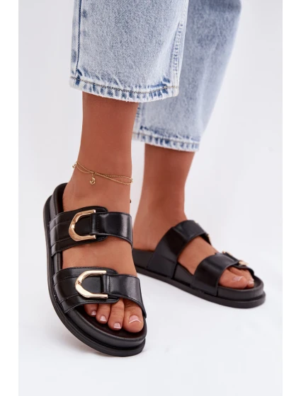 Eko Kožené Dámské Pantofle S Pásky Černé model 21960911 - Boto