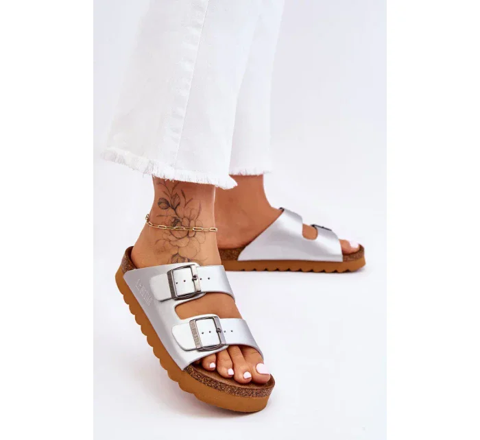 Klasické dámské pantofle Big Star LL274476 Stříbré