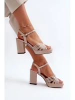 Patentované dámské sandály na vysokém podpatku Béžová D&A Patentované dámské sandály na vysokém podpatku Béžová D&A