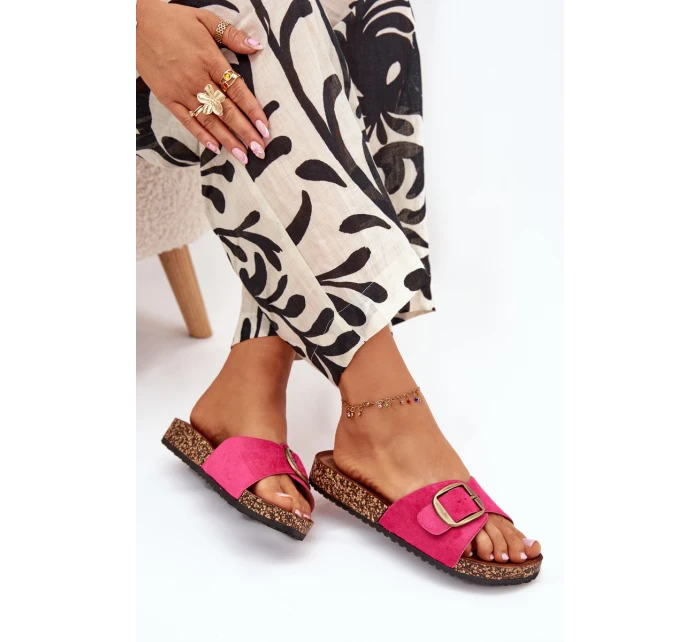 Dámské pantofle s přezkou na korkové platformě – fuchsiová Zavira Dámské pantofle s přezkou na korkové platformě – fuchsiová Zavira