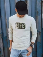 Pánská béžová mikina s potiskem FashionStreet BX5361