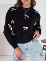 TIELUSH dámský svetr s malými mašlemi černá FashionStreet MY2358