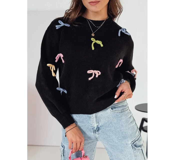 TIELUSH dámský svetr s malými mašlemi černá FashionStreet MY2358