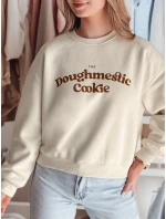 Dámská oversize mikina s potiskem COOKIES světle béžová FashionStreet BY1446