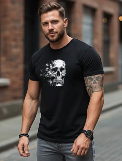 Pánské tričko s potiskem lebky s dynamickým efektem NX086R