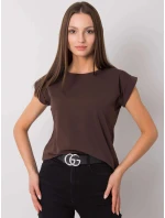 Tmavě hnědé bavlněné dámské tričko T-shirt s ohrnutými rukávky Feel Good (4833.24P) Tmavě hnědé bavlněné dámské tričko T-shirt s ohrnutými rukávky Feel Good (4833.24P)