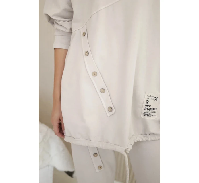 Oversize bavlněný komplet teplákové + kalhoty béžový Oversize bavlněný komplet teplákové + kalhoty béžový