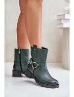 model 21677120 Kožené Boty Na Nízkém Podpatku Zateplené Tmavě Zelené - Zazoo model 21677120 Kožené Boty Na Nízkém Podpatku Zateplené Tmavě Zelené - Zazoo