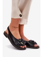 Kožené Ploché Sandály S Dekorací model 21694811 Černé - CheBello