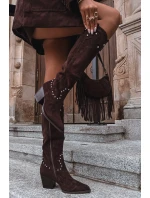 Dámské Kožené  S Dekorací Na Sloupku Čokoládové model 21715056 - Boto