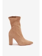 Dámské semišové kotníkové boty s prošitím béžové Rosivelle Dámské semišové kotníkové boty s prošitím béžové Rosivelle